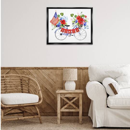 Stupell Industries Floral Americana Bicycle Floater Framed Art